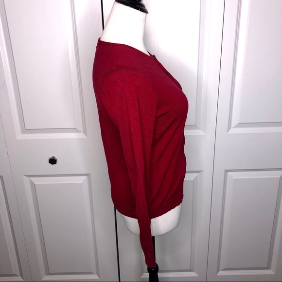 August Silk Knit Red Cardigan Sweater Medium - Picture 4 of 11